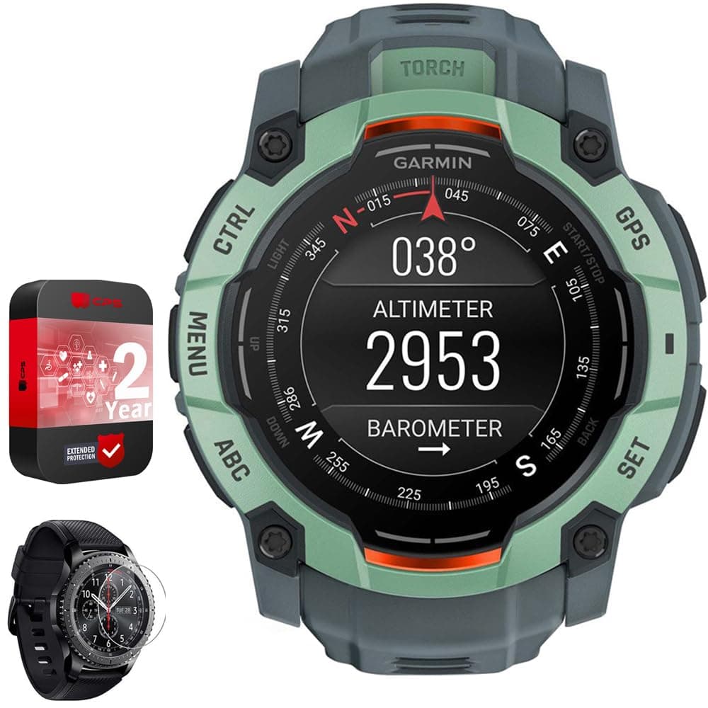 Garmin Instinct 3 50 mm Reloj GPS Outdoor AMOLED Neo Tropic con correa Twilight, 010-03020-01, pack protección 2 años CPS + protector pantalla E2GRINST350AMNT