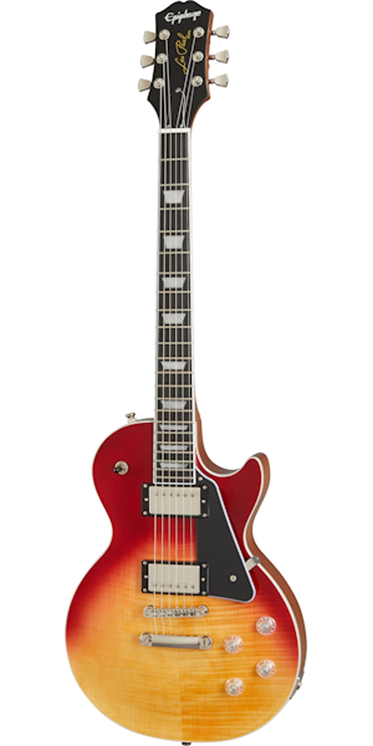 Epiphone Les Paul Modern Figured guitarra eléctrica, Magma Orange Fade, tapa arce flameado EILMFMONH