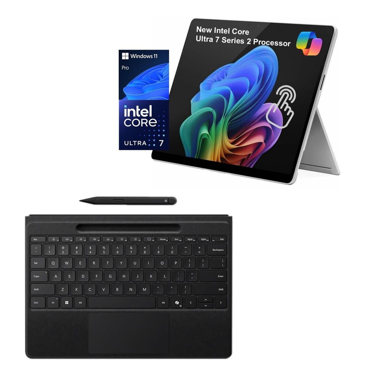 Microsoft Surface Pro 11 Ultra 7 266V S2, 2-en-1 con Teclado Flex y Slim Pen, Copilot+, pantalla 13'' táctil 600 nits, 16GB RAM, 1TB SSD, Win 11 Pro Ultra 7 266V Series 2