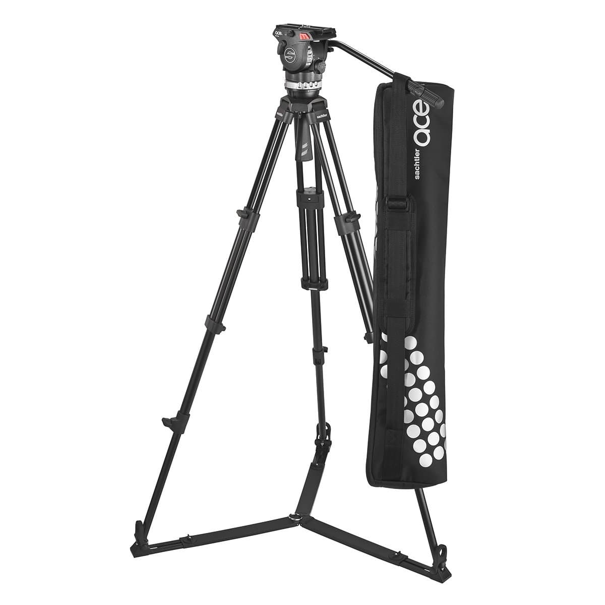 Sachtler Ace M GS kit cabezal fluido y trípode de aluminio 2 etapas con esparcidor a ras de suelo