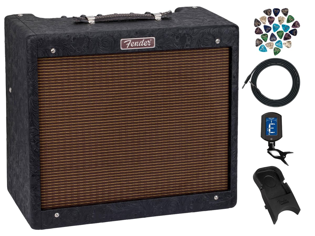 Fender Blues Junior IV 30 Aniversario amplificador combo kit con Amperstand, afinador, cable y 24 púas exclusivas Austin Bazaar
