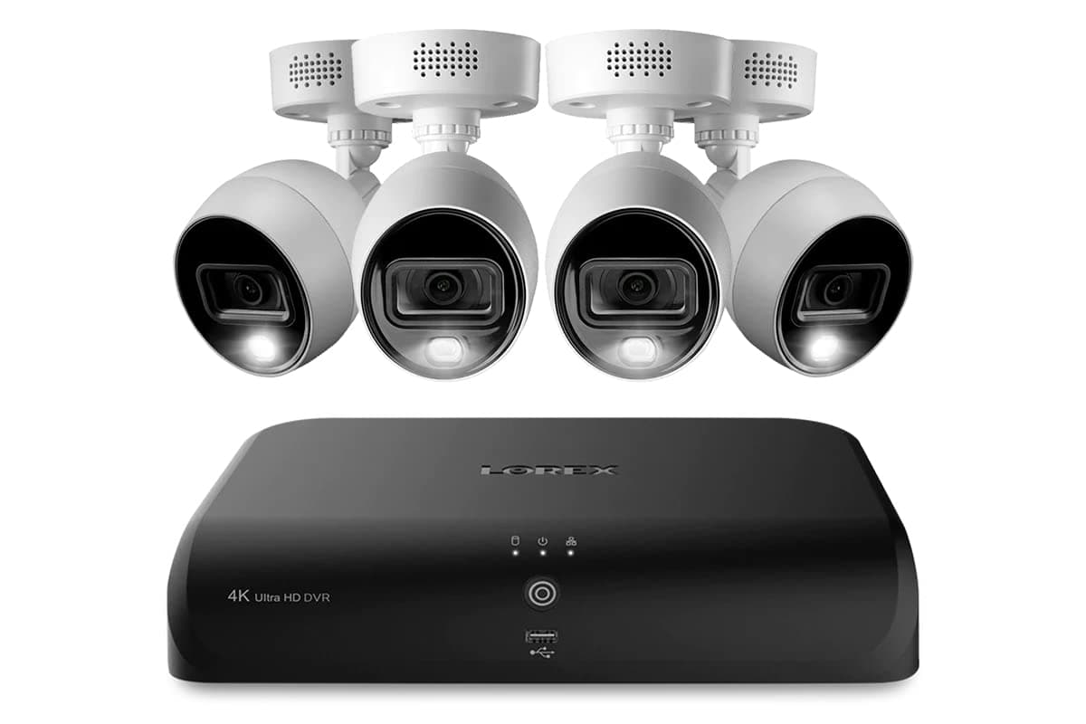 Lorex D4K2AD-84-C883 Sistema DVR 4K 8 canales 2TB cableado con 4 cámaras bala de disuasión activa