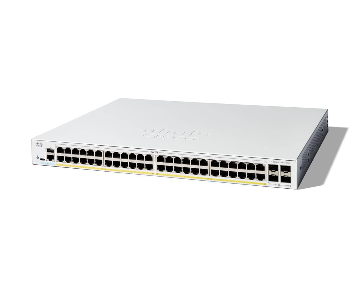 Cisco Catalyst C1300-48FP-4X switch administrable, 48 puertos Gigabit, PoE completo, 4x10Gb SFP+, garantía limitada de por vida