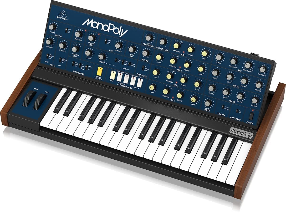 Behringer MONOPOLY sintetizador analógico parafónico 4 VCO 37 teclas arpegiador secuenciador MIDI USB