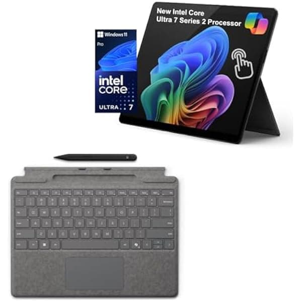 Microsoft Surface Pro 11, 2 en 1 pack con Teclado Pro y Slim Pen, Copilot+ PC, 13” táctil 600 nits, Intel Ultra 7 NPU, 16GB RAM, 1TB SSD, Win 11 Pro
