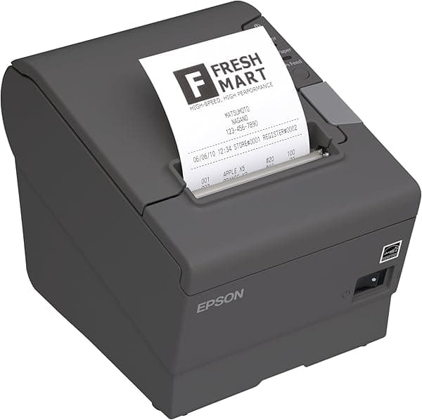 Epson TM-T88V C31CA85656 impresora térmica de recibos POS, con fuente de poder, Energy Star, Ethernet y USB, gris oscuro