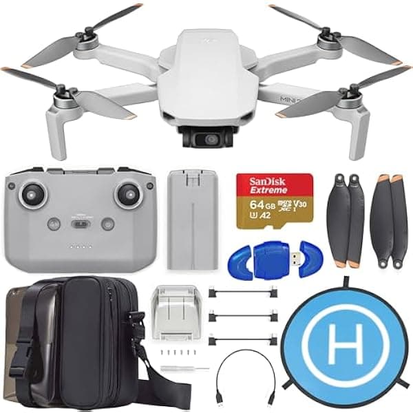 DJI Mini 2 SE dron ligero video QHD, transmisión 10 km, 31 min, <249 g, RTH, bundle 64GB, bolsa DJI, pad de aterrizaje y más