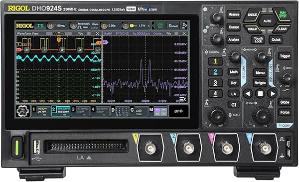 Rigol DHO924S Osciloscopio digital 250 MHz, 12-bit, 1.25 GSa/s, 4 canales analógicos, generador de señal integrado 1CH