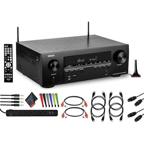 Denon AVR-S670H receptor AV 5.2 canales 8K UHD HDMI, HEOS integrado, Bluetooth, paquete con protector, 4x HDMI, 2x RCA, accesorios