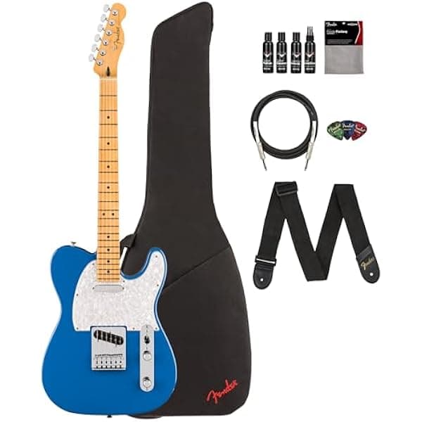 Fender Player II Modified Telecaster 147452335 guitarra eléctrica azul eléctrico, bundle con funda, correa, cable, púas y kit de limpieza
