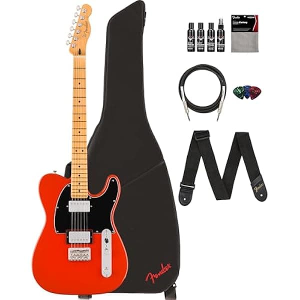 Fender Player II Telecaster HH Coral Red guitarra eléctrica paquete con funda, correa, cable, 3 púas y kit de limpieza