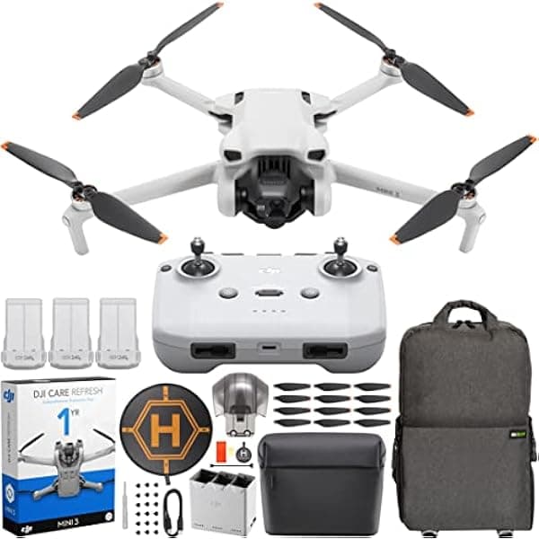 DJI Mini 3 Drone con RC-N1, Fly More Combo, video 4K, disparo vertical, modos inteligentes, DJI Care 1 año, mochila y accesorios Deco Gear