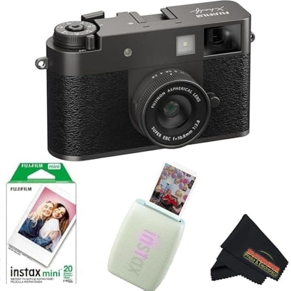 Fujifilm X Half FUJI-HALFX cámara digital + impresora smartphone Instax Mini Link 3, paño microfibra, 20 hojas, Charcoal Silver/Sage Green