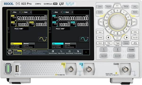 RIGOL DG822 Pro Generador de Señales Arbitrarias 25 MHz, 2 Canales, 16 bits, 625 MSa/s