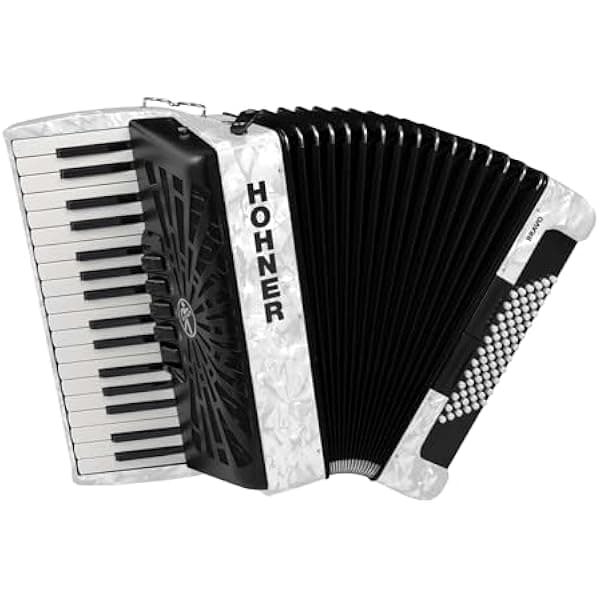Hohner Bravo III 72 acordeón cromático de piano 72 bajos blanco perla