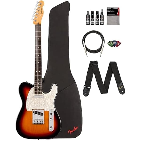 Fender Player II Modified Telecaster guitarra eléctrica Sunburst 3 tonos, paquete con funda, correa, cable, 3 púas y kit de limpieza