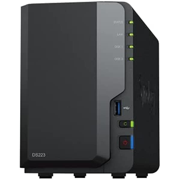 Synology DiskStation DS223 NAS 2 bahías 6TB (2x3TB WD Red Plus), Realtek RTD1619B Quad-Core, 2GB RAM, 1x RJ-45 1GbE