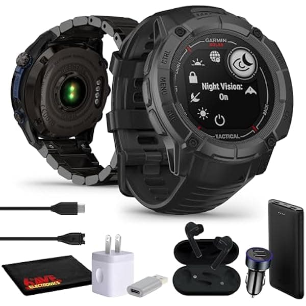 Garmin Instinct 2X Solar Edición Táctica Negro, reloj GPS resistente para hombre, carga solar, linterna, calculadora balística, con accesorios