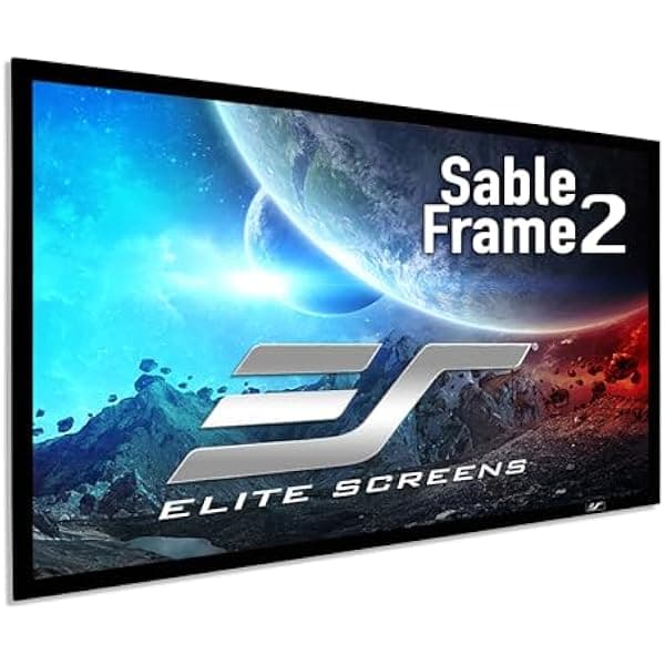 Elite Screens Sable Frame ER128WH2 Pantalla fija 128” 16:9 para proyector, mural, 8K/4K UHD, CineWhite ISF, hogar/oficina, compatible std/corto/UST