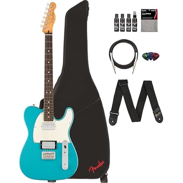 Fender Player II Telecaster HH Guitarra Eléctrica Azul Aquatone Combo con Funda, Correa, Cable, 3 Púas y Kit de Limpieza