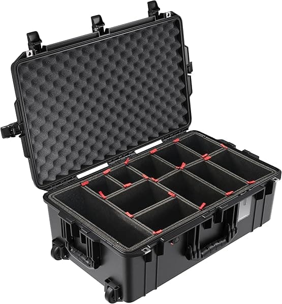 Pelican Air 1595 maleta rígida con divisores TrekPak, resistente e impermeable, color negro