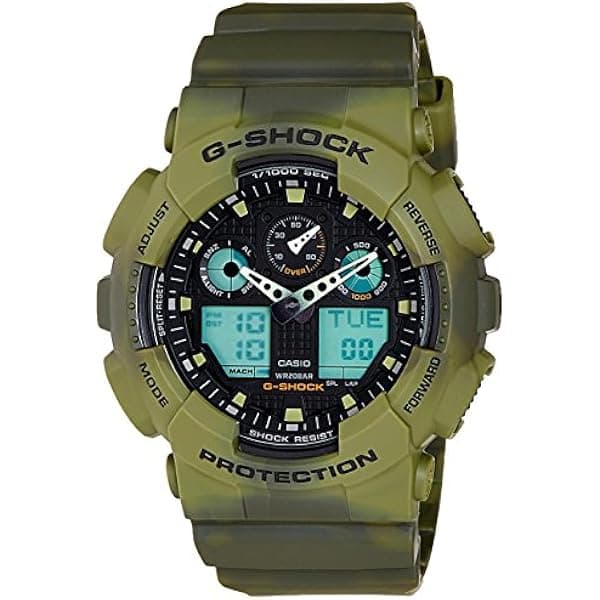Casio G-Shock GA-100MM-3ADR Reloj de Pulsera Hombre Analógico-Digital Resistente a Golpes 200m Cronógrafo Verde