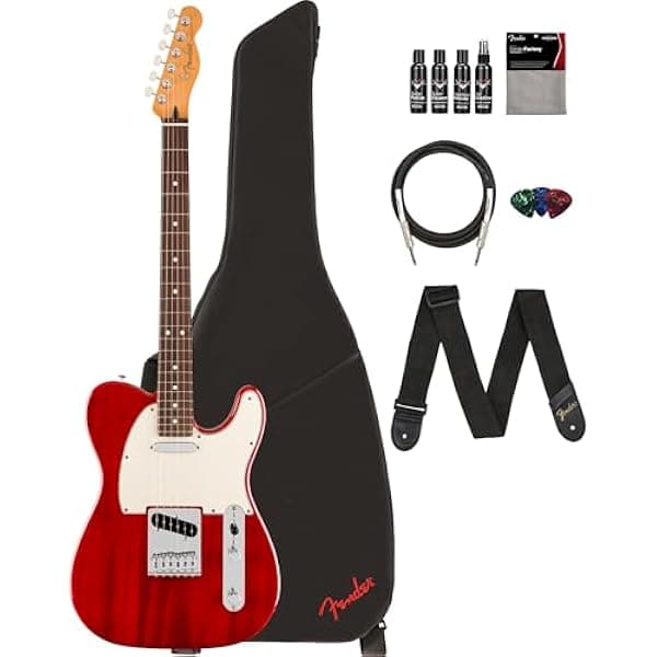 Fender Player II Telecaster - Cereza Transparente, Guitarra Eléctrica con Funda, Correa, Cable, 3 Púas y Kit de Limpieza