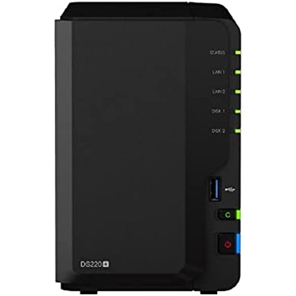 Synology DiskStation DS220+ Servidor NAS Celeron 2.0GHz, 6GB RAM, 32TB HDD, 2x LAN 1GbE, Sistema DSM
