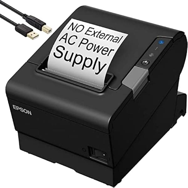 Epson TM-T88VI impresora térmica de recibos, NFC, Ethernet y USB, 180 dpi, 80mm, autocorte, Powered USB, sin fuente, monocromo, DK Port
