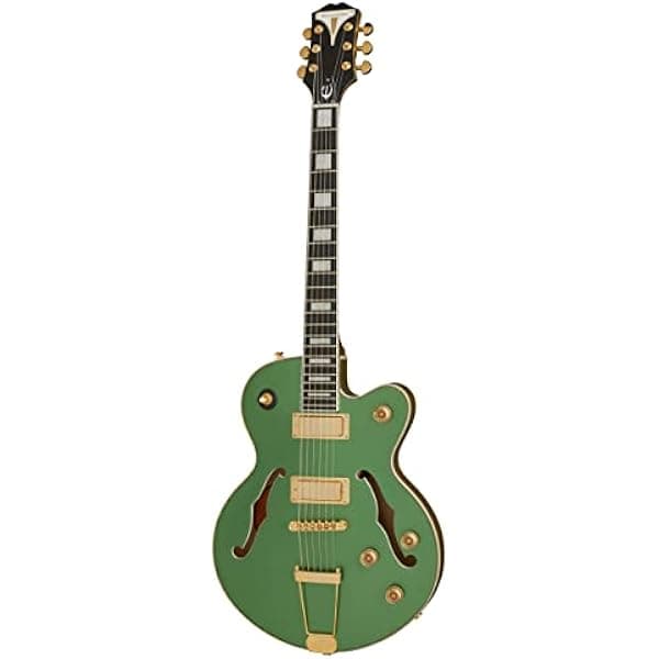 Epiphone Uptown Kat ES Guitarra Eléctrica Semihueca, Verde Esmeralda Metálico, modelo ETUKEGGH