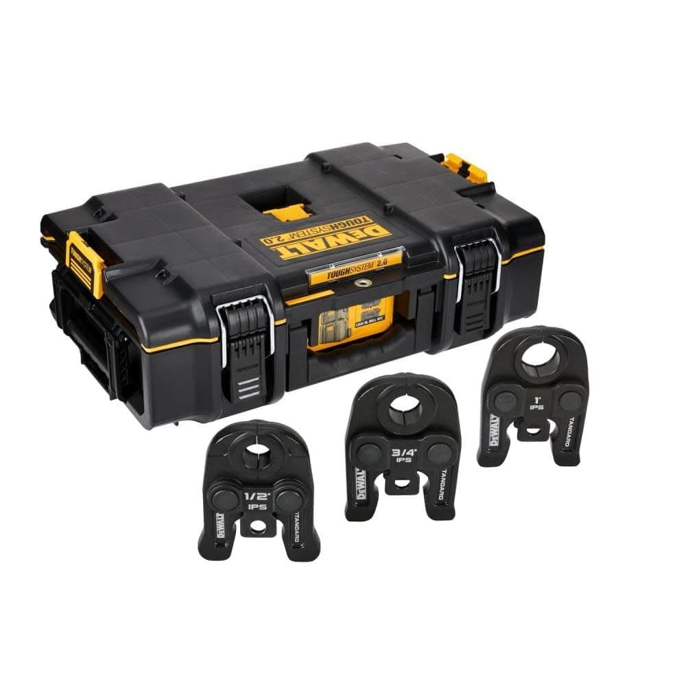 DEWALT Press DCE202K herramienta de prensado, kit con mordazas 1/2 a 1 pulg para tuberías