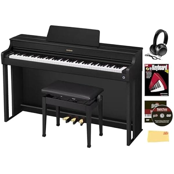 Casio CELVIANO AP-300 piano digital 88 teclas negro, paquete con banco tipo mueble, audífonos, libro, DVD Austin Bazaar y paño