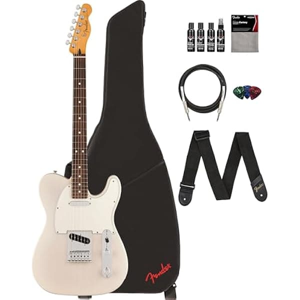 Fender Player II Telecaster - White Blonde Paquete con Funda, Correa, Cable, 3 Púas y Kit de Limpieza para Guitarra