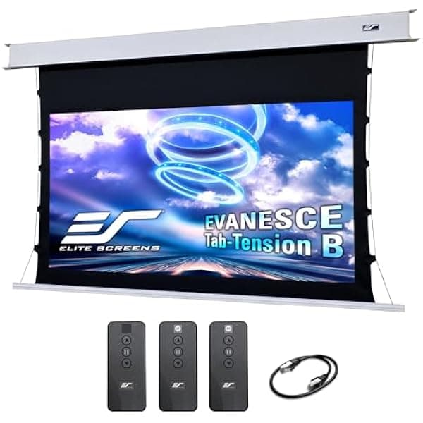 Elite Screens Evanesce Tab-Tension B ETB120HW3-E8, pantalla de proyector eléctrica empotrable 120" 16:9 4K/8K, blanco mate, control remoto programable