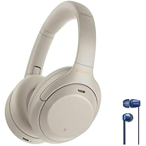 Sony WH-1000XM4 Auriculares Inalámbricos con Cancelación de Ruido Over-Ear con Micrófono (Plateado) Bundle WI-C100 Auriculares Intrauditivos Inalámbricos (2 Artículos) WH1000XM4S_K6
