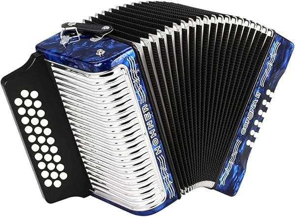 Hohner Corona II Acordeón Diatónico (Tonalidades GCF, Azul Perlado Oscuro) 3500GBL