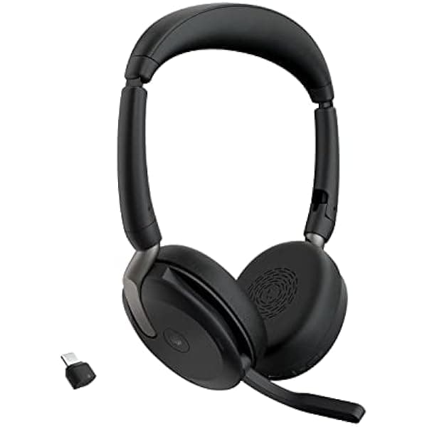 Jabra Evolve2 65 Flex Auriculares Inalámbricos Estéreo - Bluetooth, Tecnología de Cancelación de Ruido ClearVoice & ANC Híbrido - Certificado para Microsoft Teams - Negro 26699-999-899-01