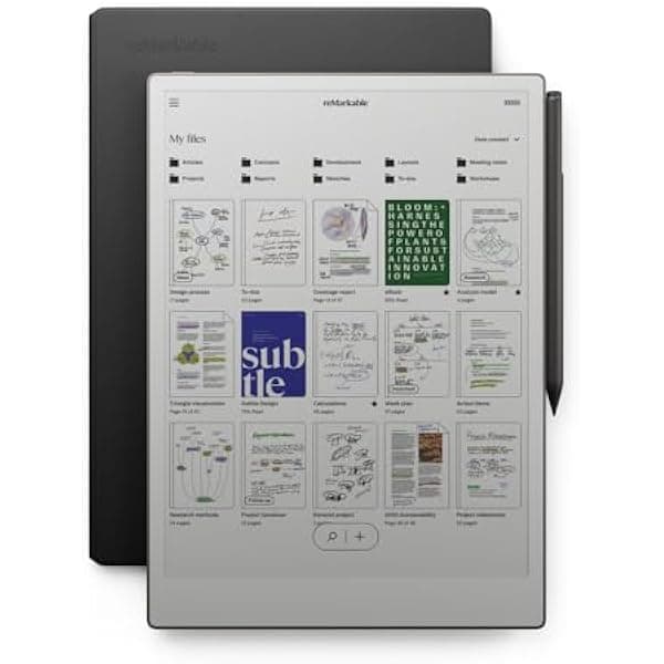 reMarkable Paper Pro Bundle - Cuero Premium | Incluye Tableta reMarkable Paper de 11.8", Lápiz Marker Plus con Borrador y Funda Folio en Cuero Negro RM83C-1005NW