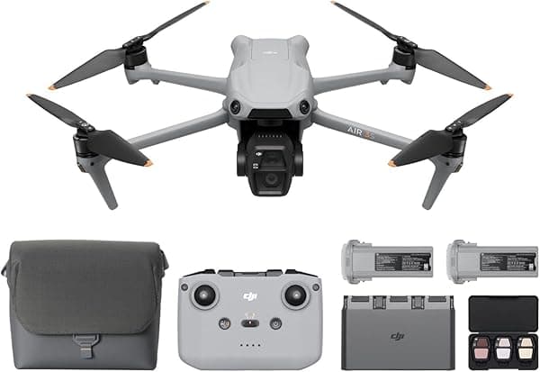 DJI Air 3S Fly More Combo (RC-N3), Drone con Cámara Gran Angular CMOS de 1" & Tele Medio, Video 4K/60fps HDR, Detección de Obstáculos Nocturna y 3 Baterías para Mayor Tiempo de Vuelo 6941565989925