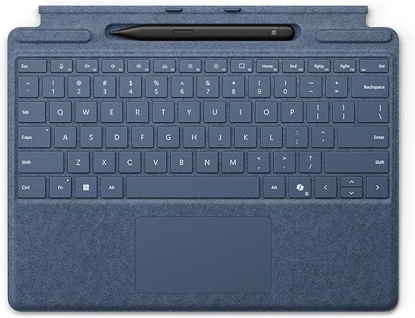 Microsoft Surface Pro Teclado con Slim Pen 2 Bundle para Pro Copilot+ (11ª Edición), Pro 9 y Pro 8, Material Alcántara, Zafiro 8X6-00191