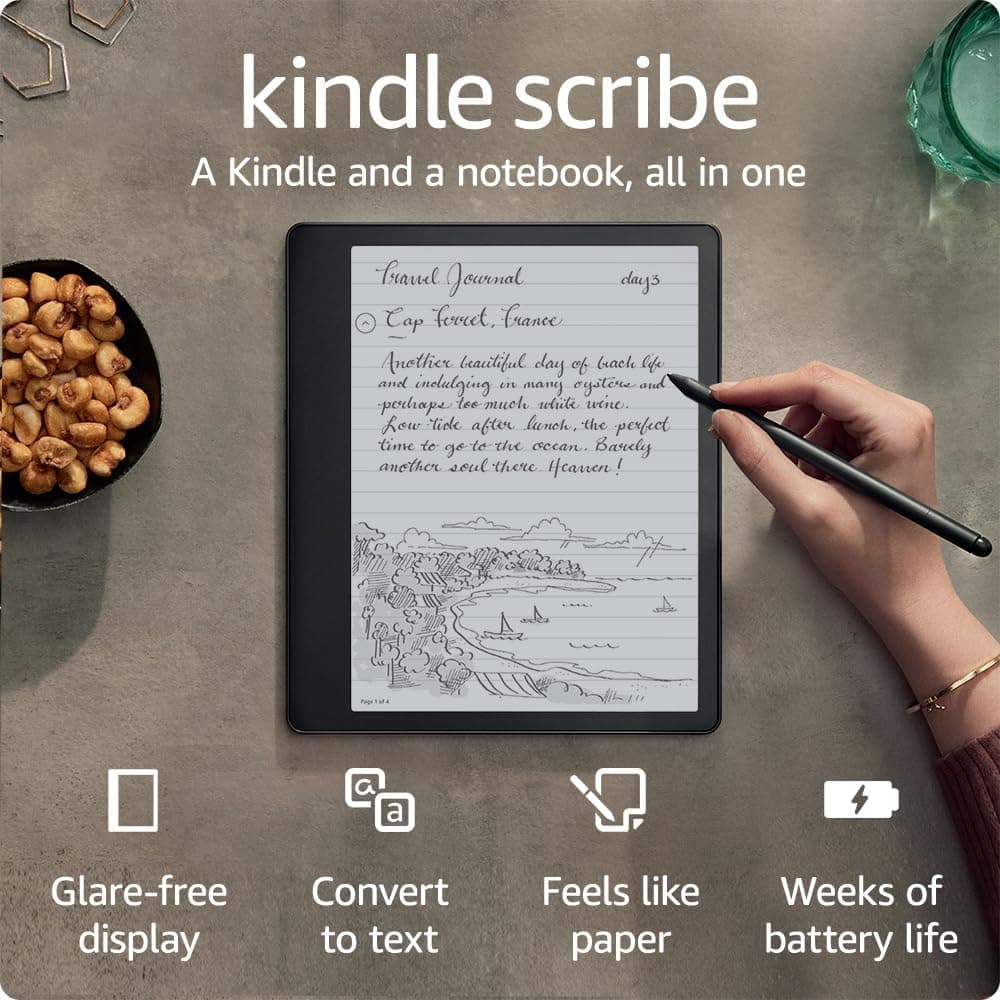 Amazon Kindle Scribe (32 GB) - 10.2” 300 ppi Paperwhite display, a Kindle and a notebook all in one, convert notes to text and share, includes Premium Pen - B09BSGFTHY