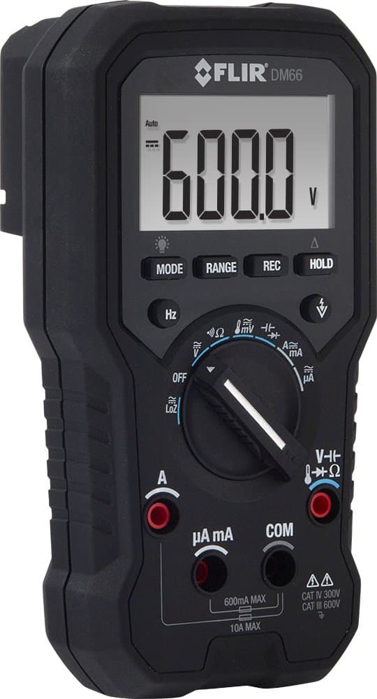 FLIR DM66 Multímetro TRMS de servicio eléctrico y de campo con modo VFD, negro