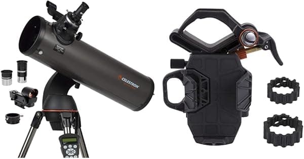 Celestron NexStar 130SLT Telescopio computarizado con adaptador universal para smartphone NexYZ de 3 ejes
