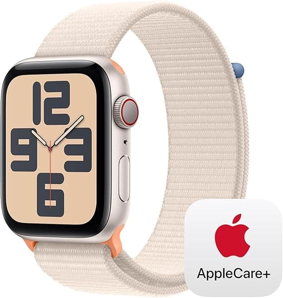 Apple Watch SE GPS + Cellular - Caja de aluminio Starlight de 1.732 pulgadas con correa loop deportiva Starlight con AppleCare+ (2 años)
