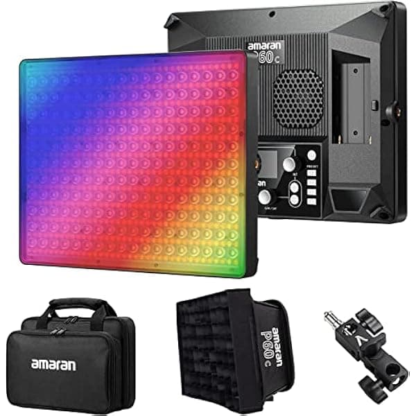 Aputure Amaran P60c RGBWW - Panel de luz LED con rejilla de panal - Potente solución de iluminación de salida continua de 60 W FMTP60C