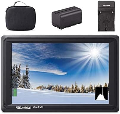 FEELWORLD FW279S + Funda + Batería + Cargador, 7'' IPS 2200nit Daylight Viewable 3G-SDI HDMI Full HD 1920x1200 Feild Camera Monitor with False Color Function FW279S+B+C+Bag