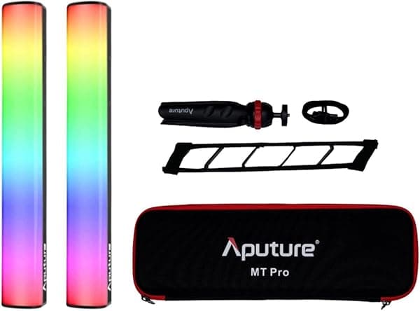Aputure Paquete de 2 tubos de luz LED MT Pro RGB de 7.5 W CCT de 2000 K -10000 K de salida de píxeles asignable RGBWW Varita de luz compatible con Sidus Link Bluetooth App Control HL-AU-AP-10119