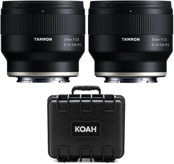 Tamron Lentes Prime gran angular f/2.8 Di III OSD de 0.945 in y 1.378 in para Sony E-Mount Bundle con estuche rígido Koah resistente a la intemperie (3 artículos) THFF051_K2