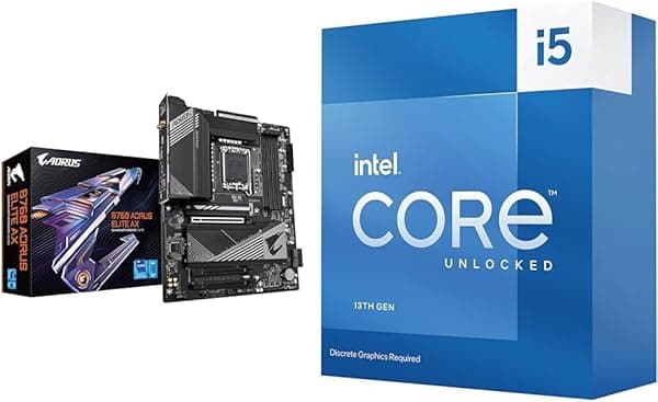 GIGABYTE Procesador B760 AORUS Elite AX e Intel Core i5-13600KFDesktop 14 núcleos - Desbloqueado