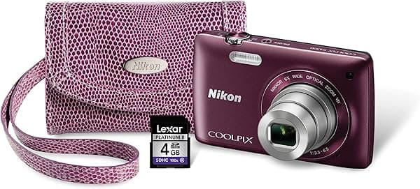 Nikon COOLPIX S4300 Cámara Digital con Tarjeta de Memoria de 4 GB, Estuche y Correa (Ciruela) 13158